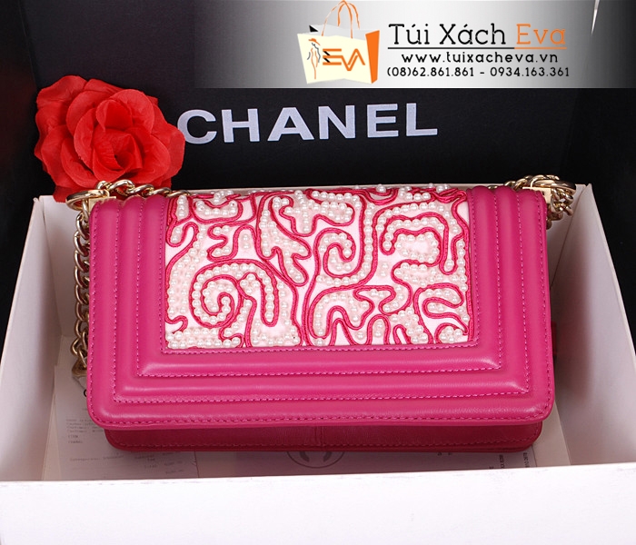 Túi Xách Chanel Boy Hoa Siêu Cấp Màu Hồng Đẹp 2